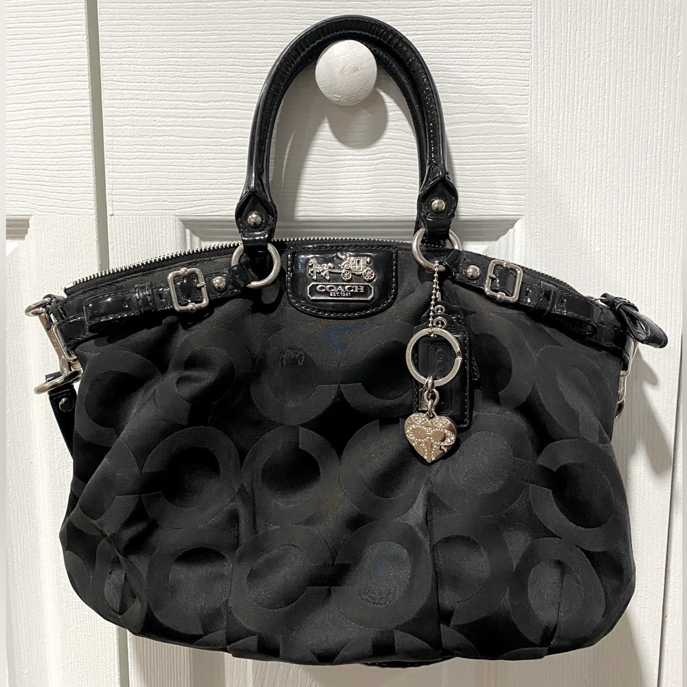 Coach black purse/bag silver detail chain logo